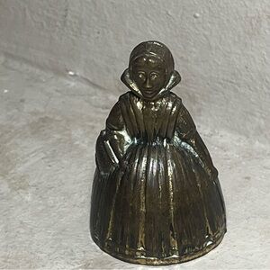 Vintage Brass Victorian Lady Dinner Bell – Made in England – 2.5” Working Bell